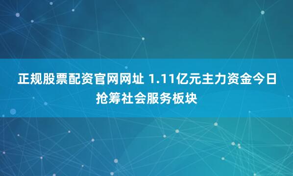 正规股票配资官网网址 1.11亿元主力资金今日抢筹社会服务板块